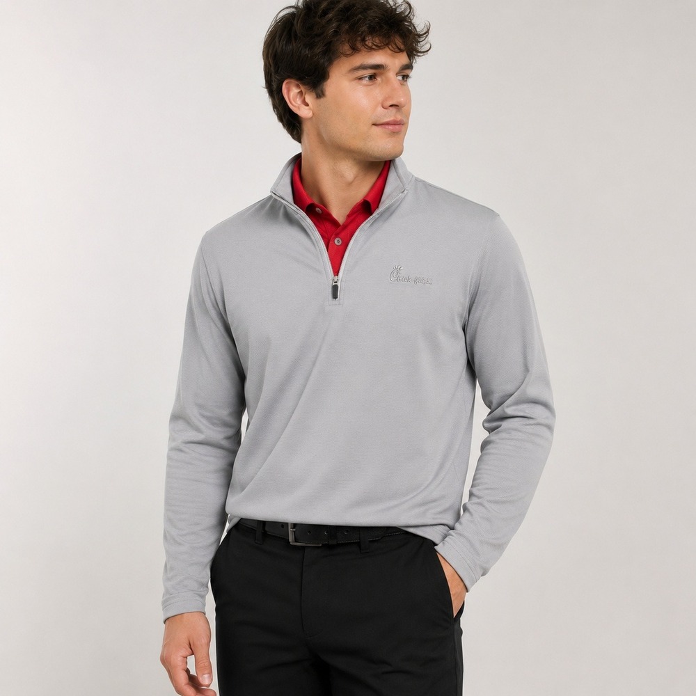 OOBE Chick-fil-A Hydrovent Quarter Zip Pullover Performance Gray Men's Medium